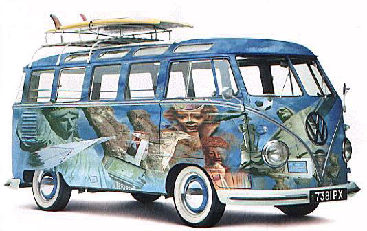 vw microbus and hippy dippy ben and jerry's